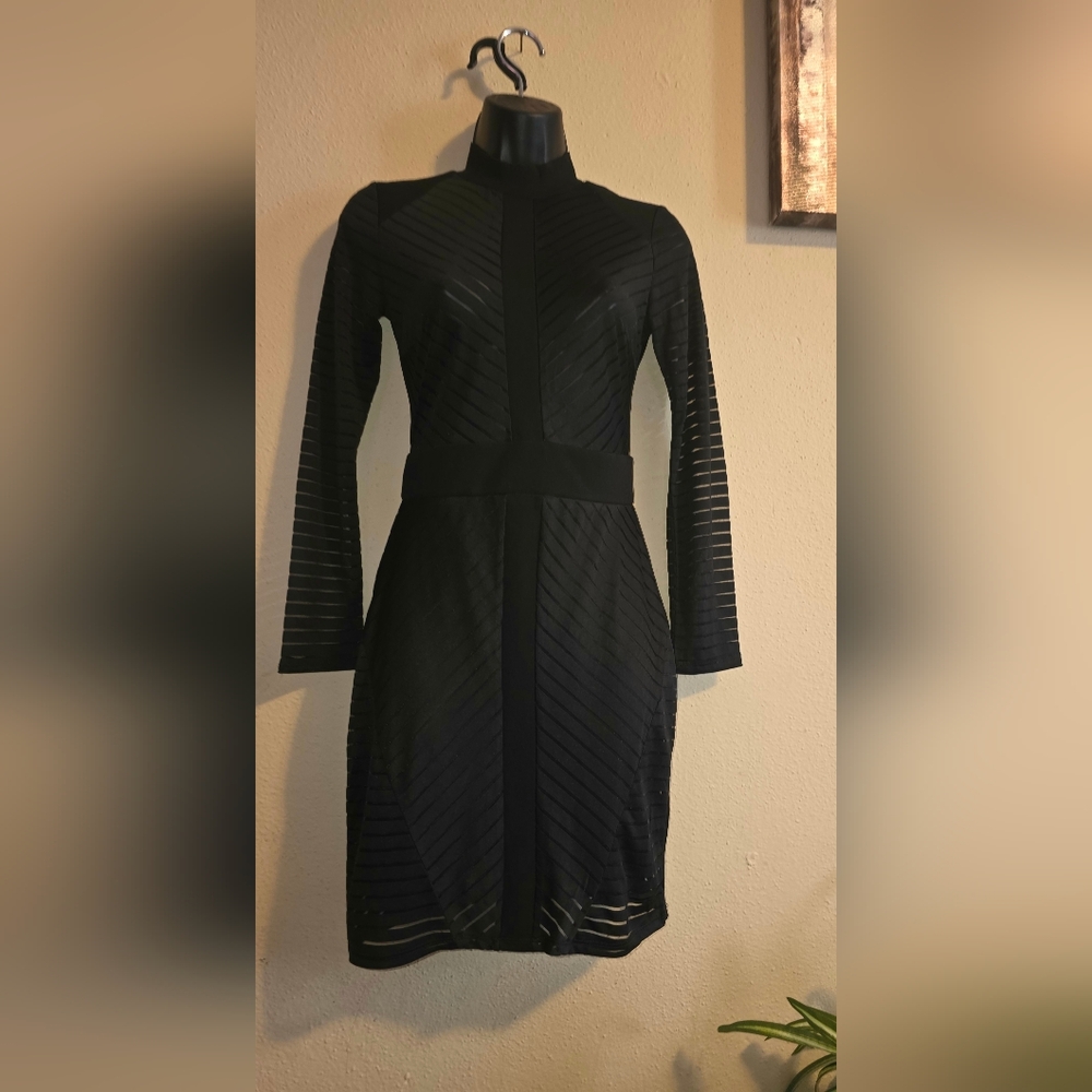 Sexy sheer Black Striped Dress - Picture 2 of 7